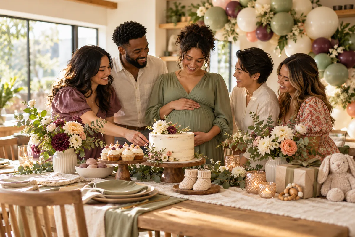 Illustrative baby showers planning scene
