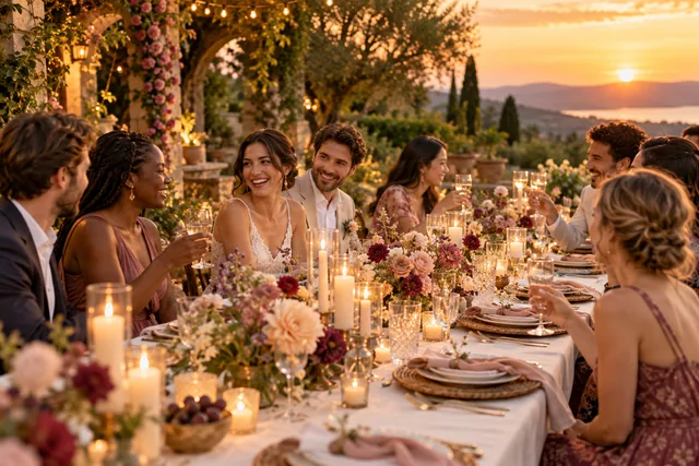An intimate garden wedding table